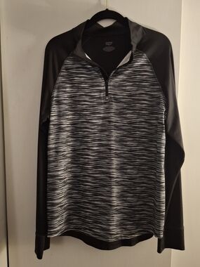 Zone Pro Black & Gray Space-Dye Quarter Zip Pullover